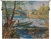 Angler and Boat at Pont de Clichy Belgian Wall Tapestry - W-7352