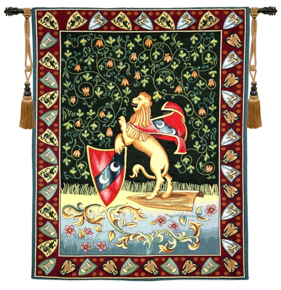 Lion Medieval Italian Wall Tapestry Hanging, Tapestries, Woven, lion, tapestries, tapestrys, hangings, and, the