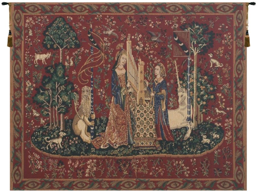 Lady and the Unicorn Organ II with Border Belgian Wall Tapestry Hanging, Tapestries, Woven, tapestries, tapestrys, hangings, and, the, Renaissance, rennaisance, rennaissance, renaisance, renassance, renaissanse