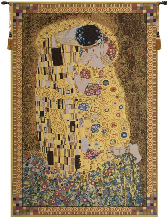 Gustav Klimt Kiss II Belgian Wall Tapestry Hanging, Tapestries, Woven, tapestries, tapestrys, hangings, and, the