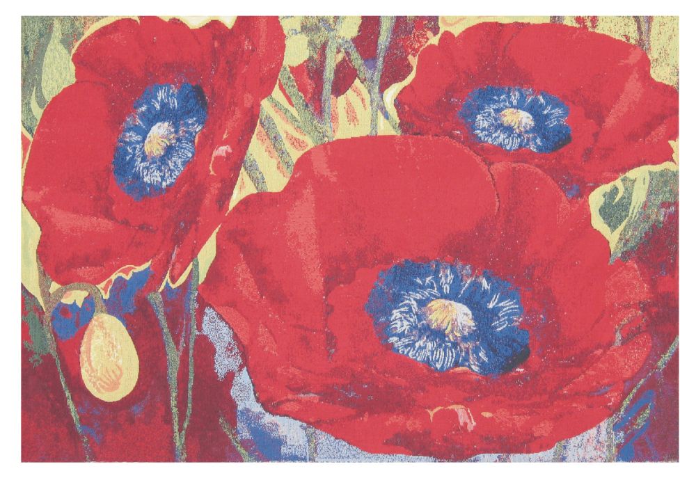 Three Poppies Belgian Wall Tapestry Hanging, Tapestries, Woven, tapestries, tapestrys, hangings, and, the