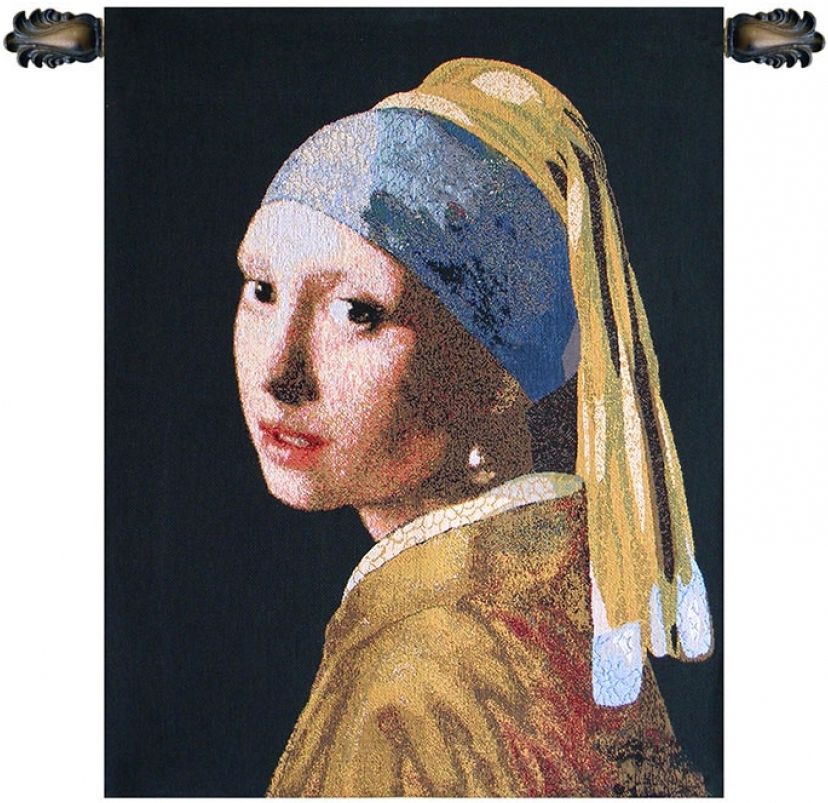 Girl with Pearl Earring I Belgian Wall Tapestry Hanging, Tapestries, Woven, tapestries, tapestrys, hangings, and, the