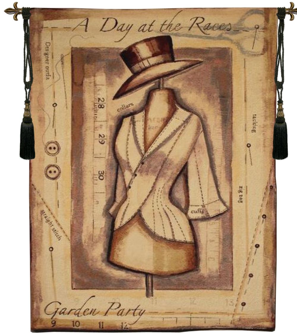 Garden Party Day at the Races Belgian Wall Tapestry Hanging, Tapestries, Woven, tapestries, tapestrys, hangings, and, the
