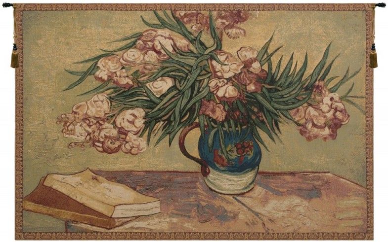 Oleanders and Books Italialn Wall Tapestry Hanging, Tapestries, Woven, tapestries, tapestrys, hangings, and, the