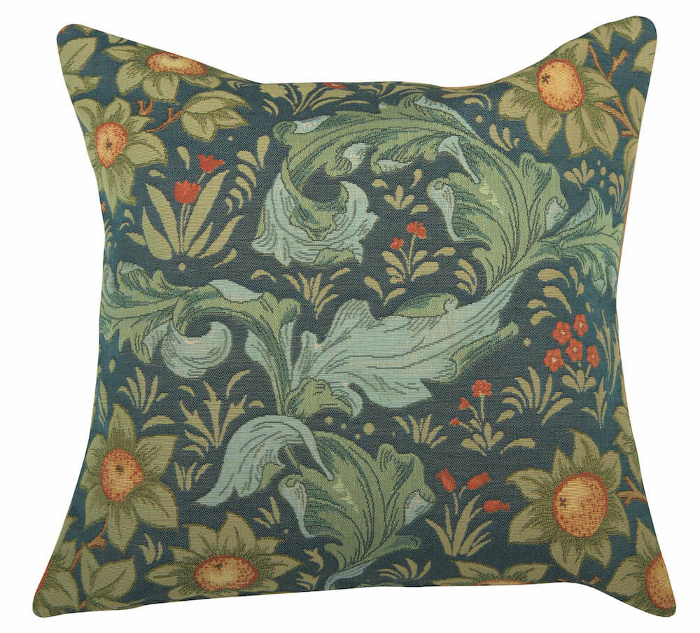 Arabesques w/Orange Tree Blue French Pillow Cover 