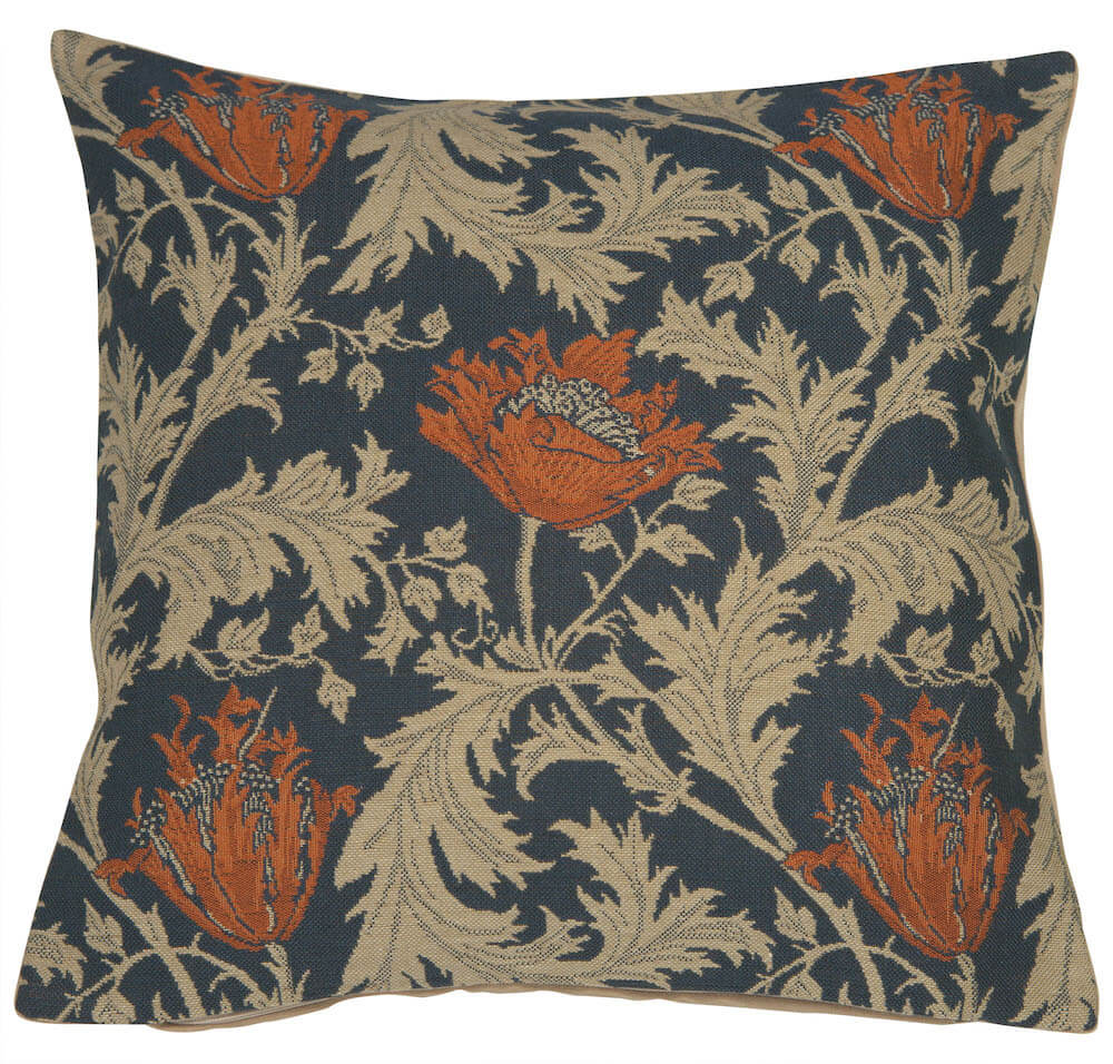 Anemone Blue Rust Pillow Cover 