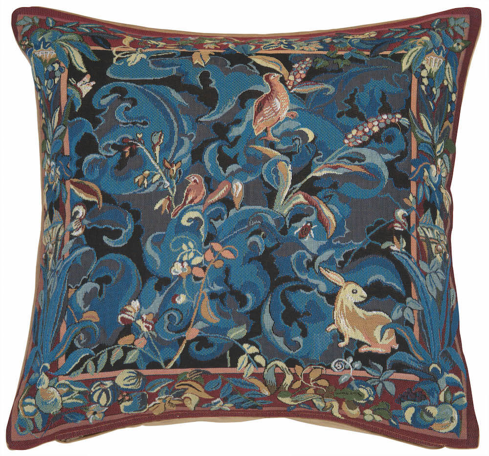 Animals with Aristoloches Blue French Pillow Cover 