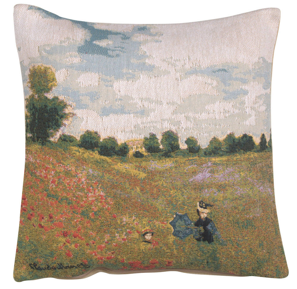 Monets Poppy Field European Pillow Cover 