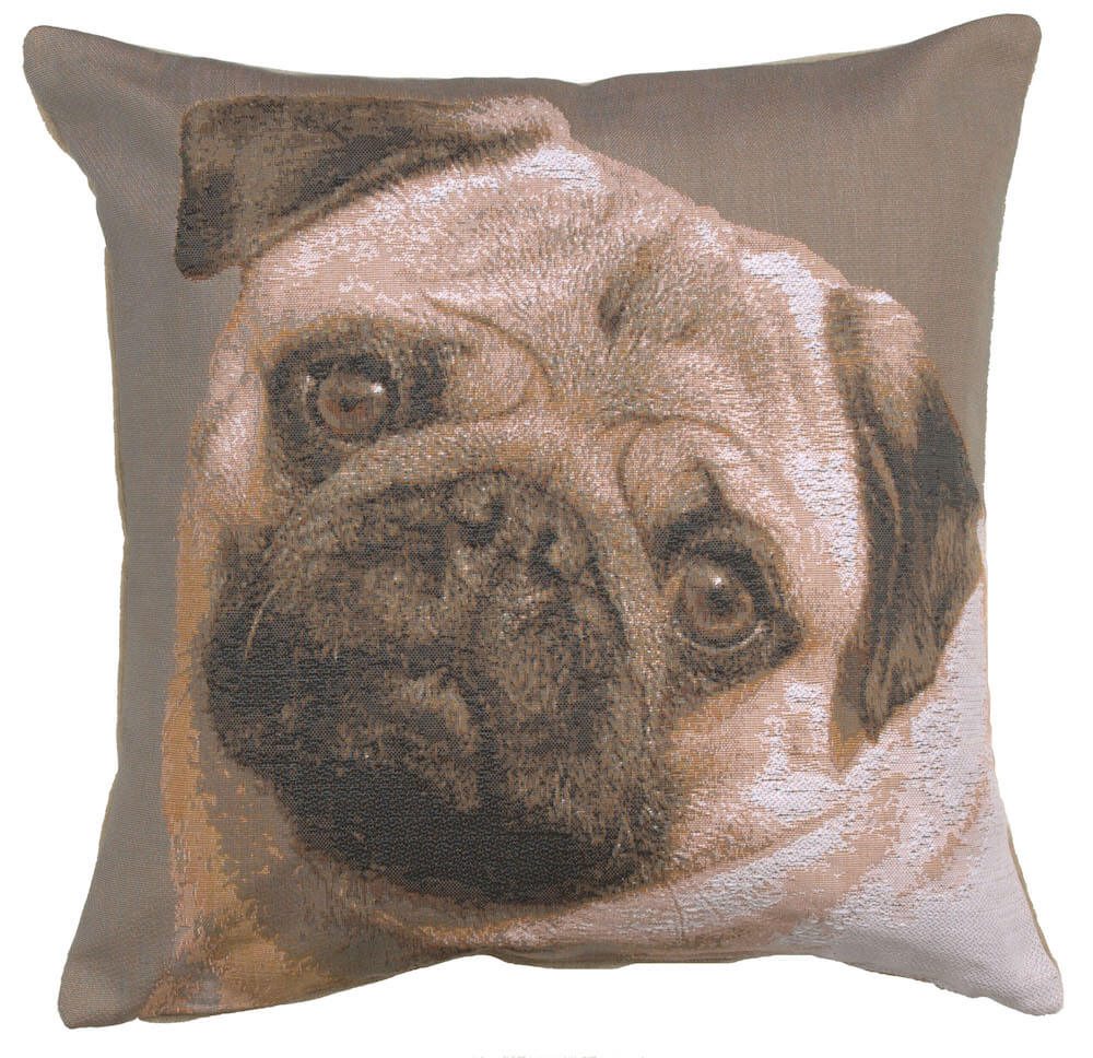 Pugs Face Grey  French Pillow Cover 