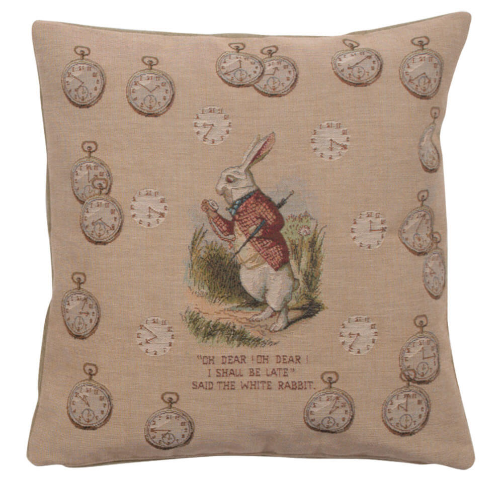 Late Rabbit Alice In Wonderland French Pillow Cover 