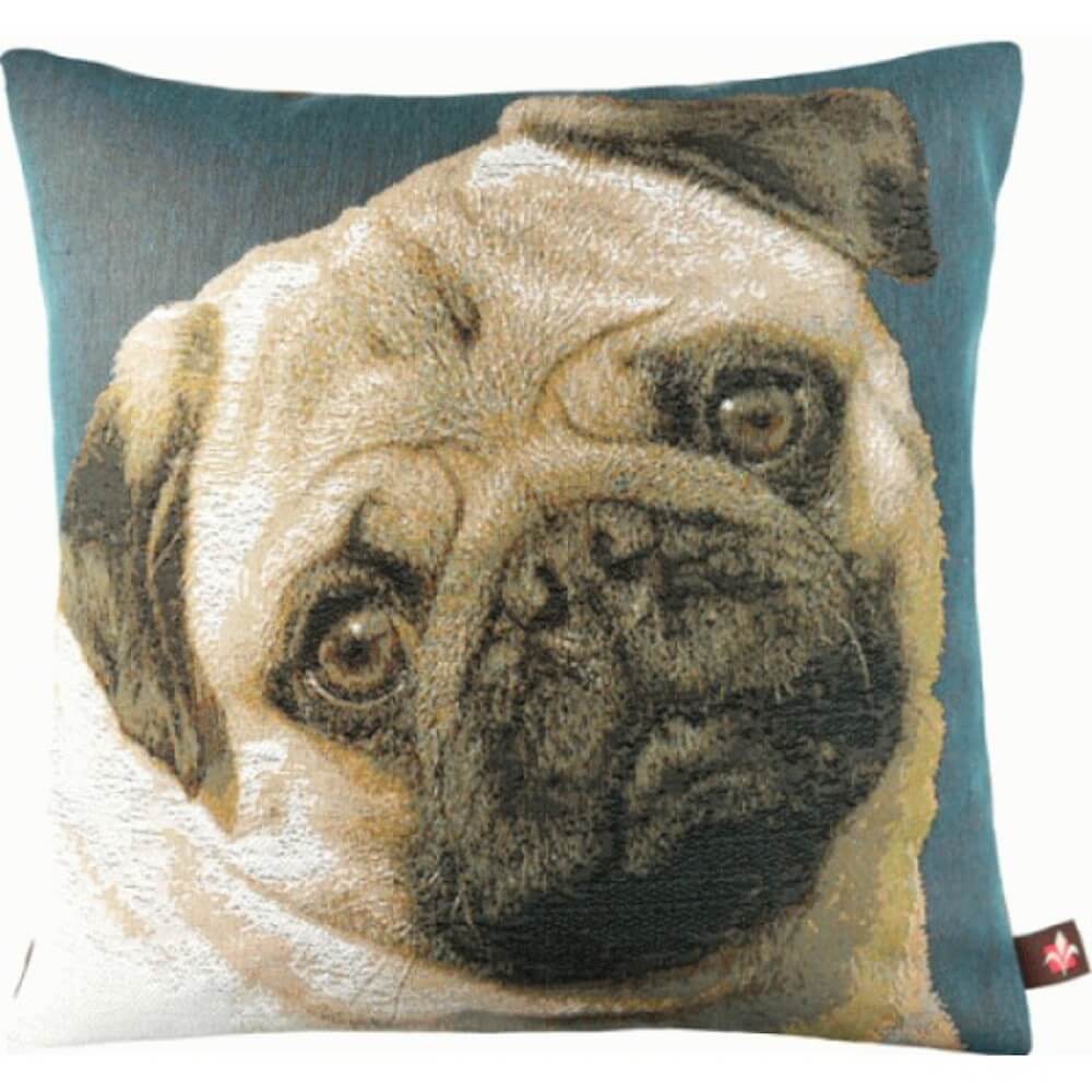 Pugs Face Blue II French Pillow Cover 