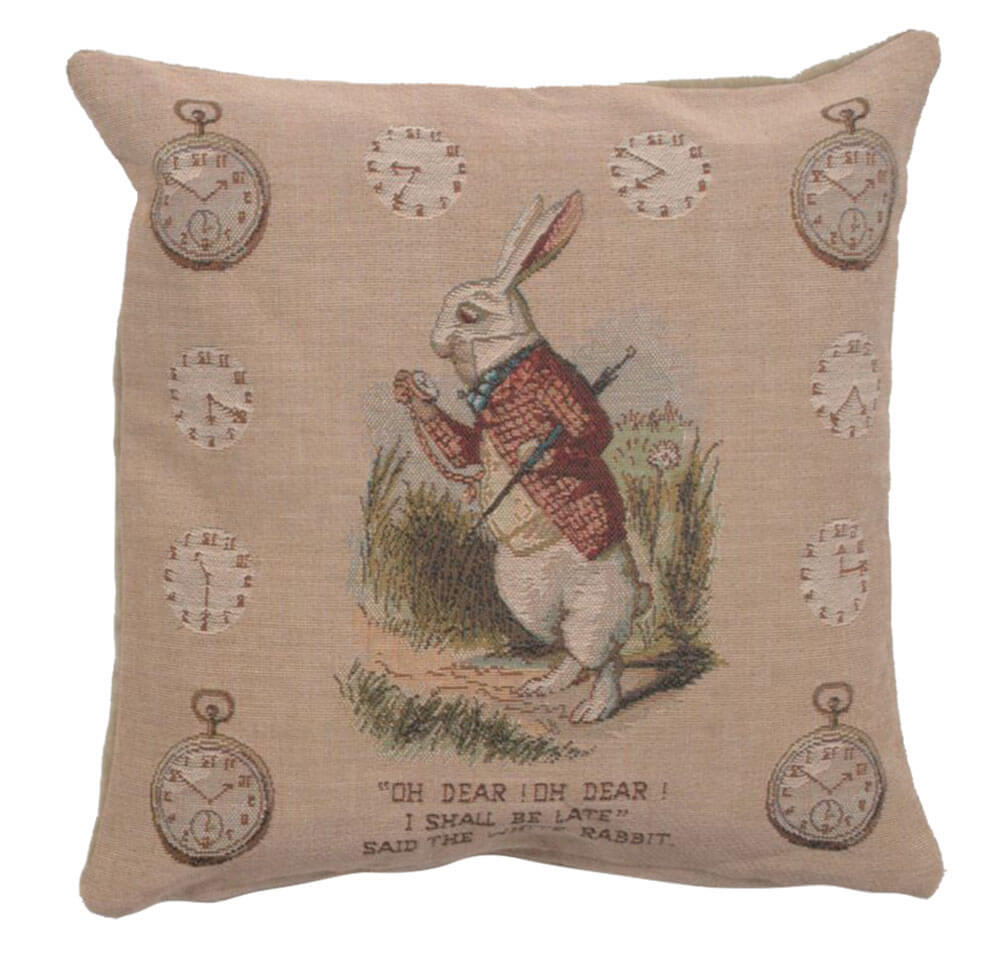 The Late Rabbit Alice In Wonderland I French Pillow Cover 