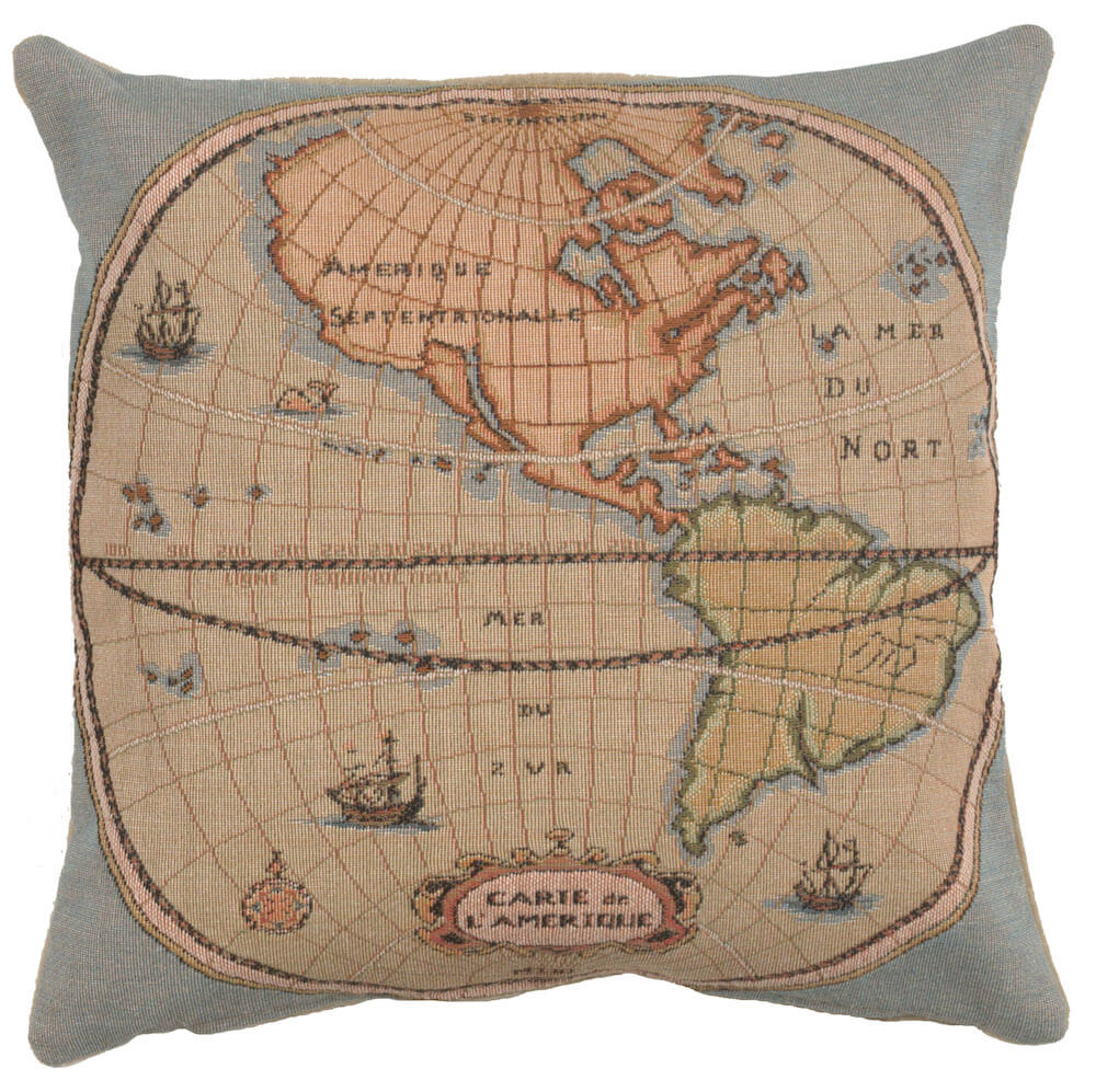 Map of Americas I French Pillow Cover 