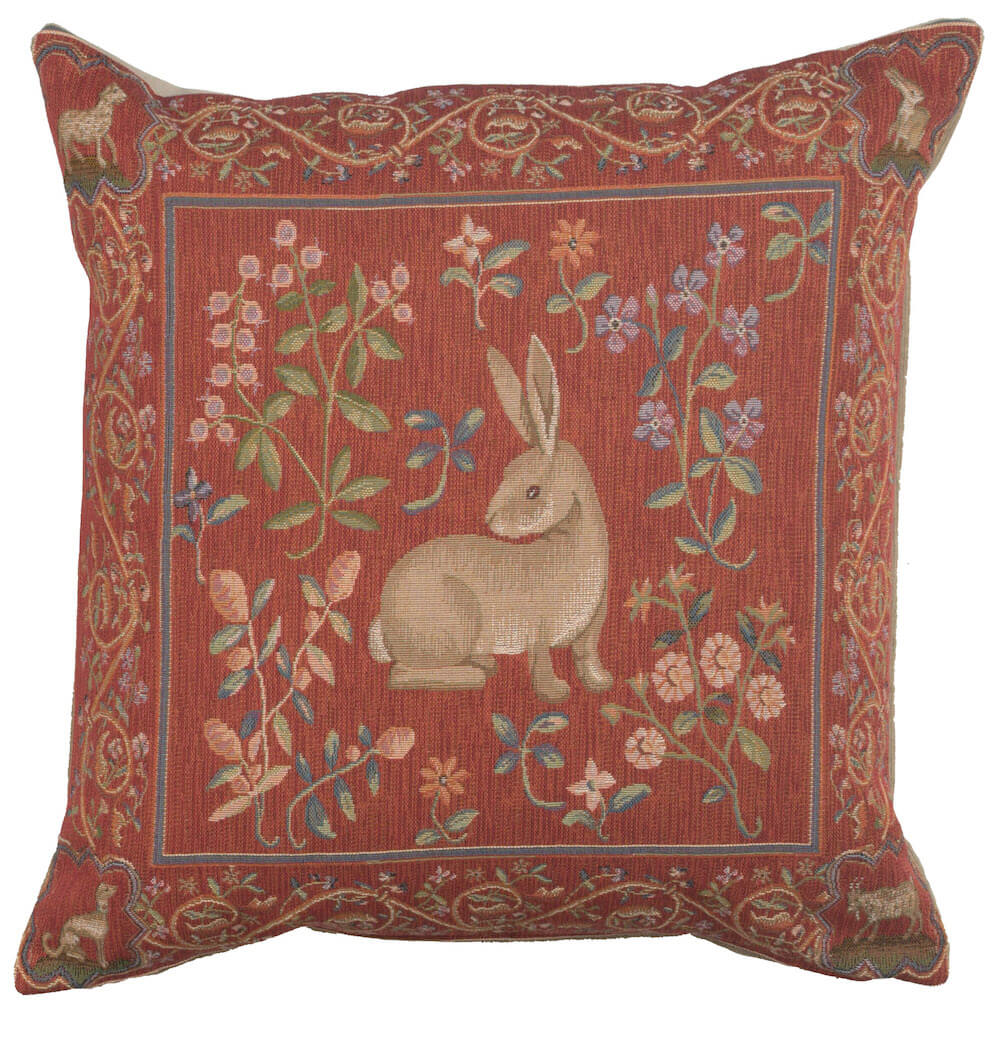 Medieval Rabbit I French Pillow Cover 