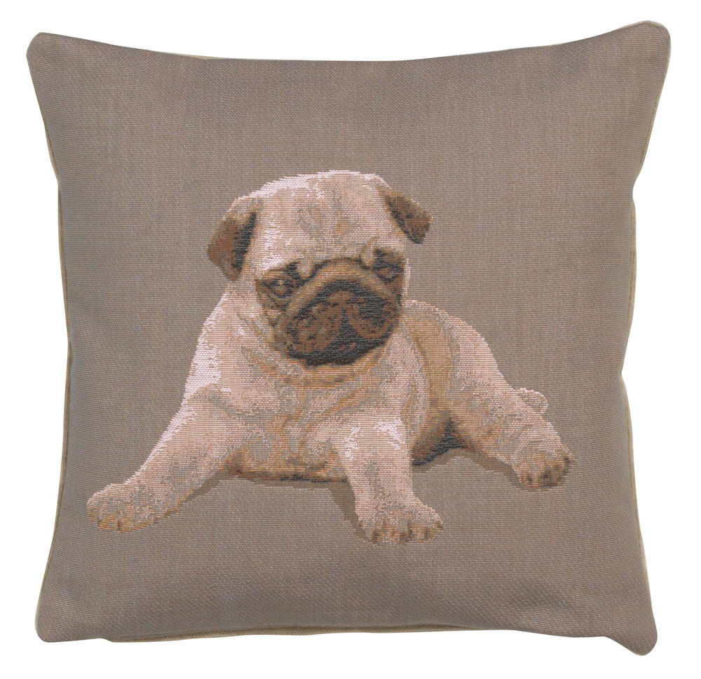 Puppy Pug Grey French Pillow Cover 