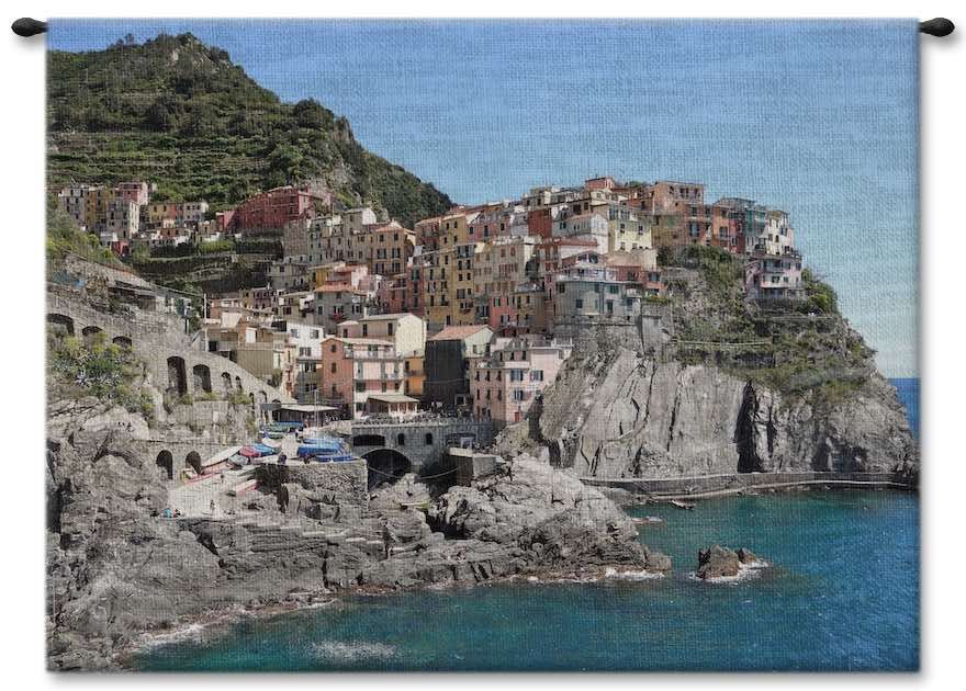 Cinque Terre Italy Wall Tapestry Carolina, USAwoven, Cotton, Hanging, Tapestries, Tapestry, Wall, Woven, Photograph, Photography, Exclusive, City on the Italian Riviera, tapestries, tapestrys, hangings, and, the