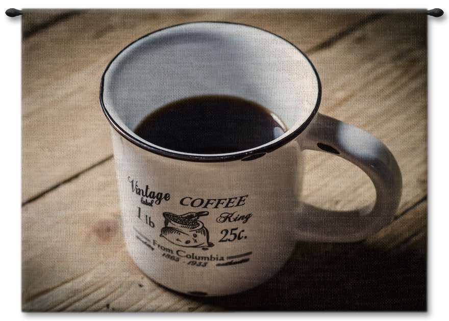 Vintage Coffee Mug Wall Tapestry Carolina, USAwoven, Cotton, Hanging, Tapestries, Tapestry, Wall, Woven, Photograph, Photography, Exclusive, tapestries, tapestrys, hangings, and, the