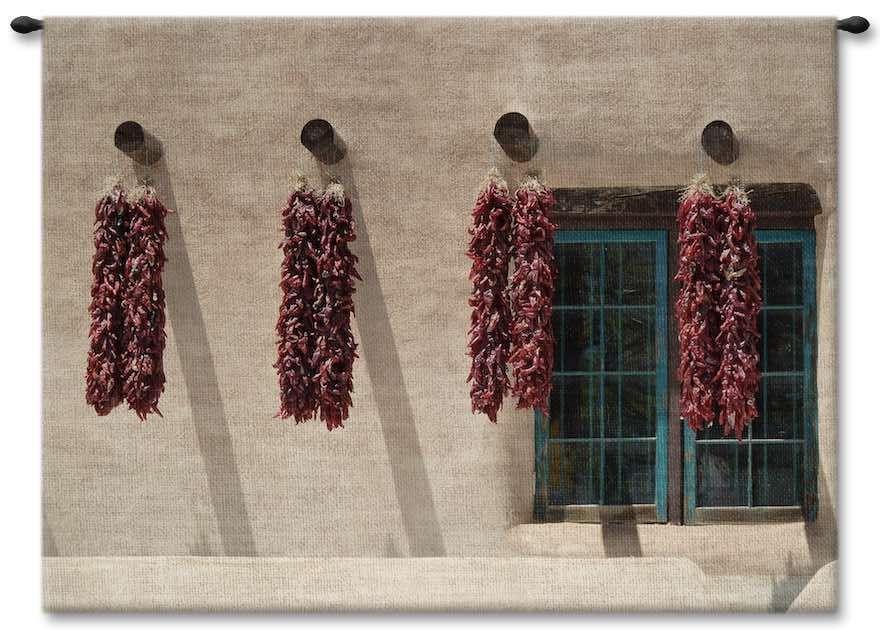 Drying Chilies Spanish Wall Tapestry Carolina, USAwoven, Cotton, Hanging, Tapestries, Tapestry, Wall, Woven, Photograph, Photography, Exclusive, spanish, mexican, teal, turquoise, tapestries, tapestrys, hangings, and, the, mission