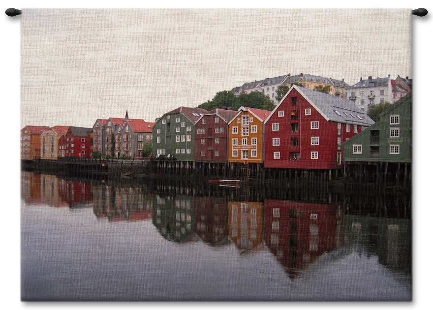 Norwegian Waterfront Wall Tapestry Carolina, USAwoven, Cotton, Hanging, Tapestries, Tapestry, Wall, Woven, Photograph, Photography, Exclusive, norway, tapestries, tapestrys, hangings, and, the