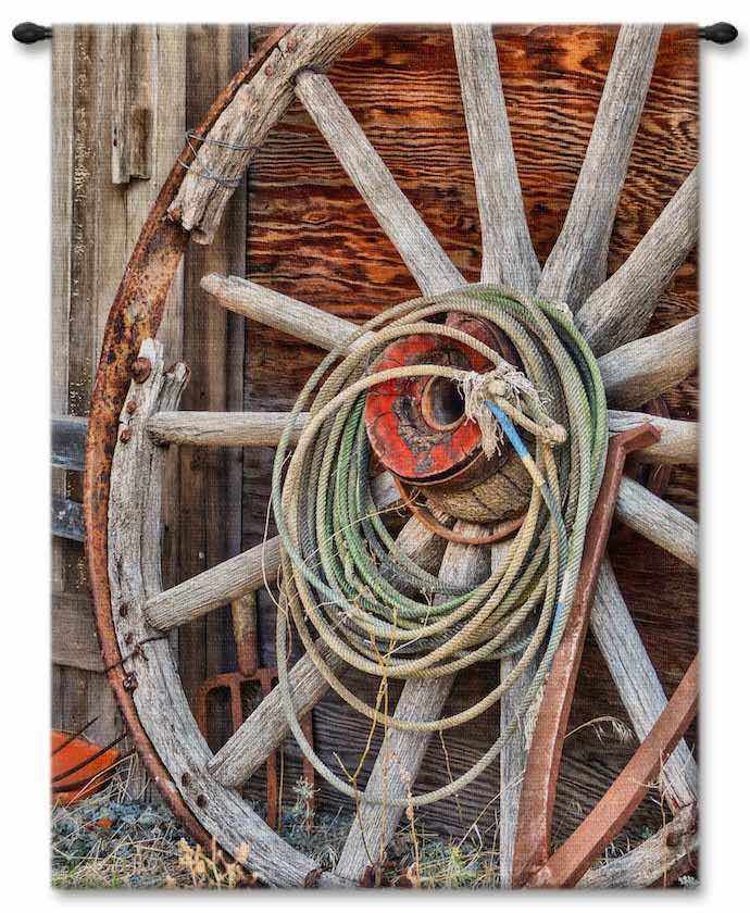 Deadman Ranch Wagon Wheel Wall Tapestry Carolina, USAwoven, Cotton, Hanging, Tapestries, Tapestry, Wall, Woven, Photograph, Photography, Exclusive, tapestries, tapestrys, hangings, and, the