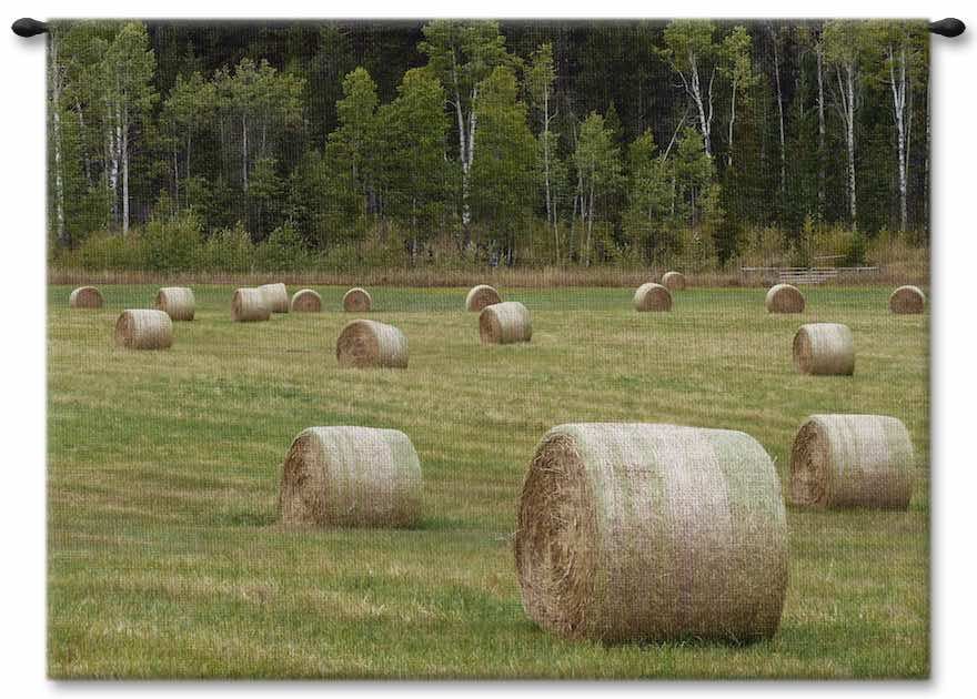 Round Hay Bales Wall Tapestry Carolina, USAwoven, Cotton, Hanging, Tapestries, Tapestry, Wall, Woven, Photograph, Photography, Exclusive, tapestries, tapestrys, hangings, and, the