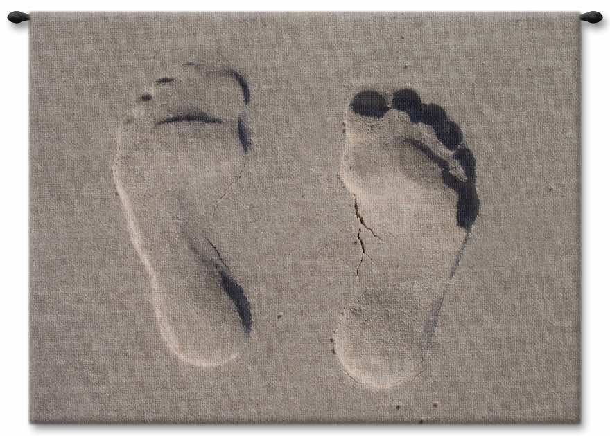 Footprints Wall Tapestry Carolina, USAwoven, Cotton, Hanging, Tapestries, Tapestry, Wall, Woven, Photograph, Photography, Exclusive, in the sand, tapestries, tapestrys, hangings, and, the