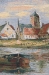 Riverside Flemish Village Belgian Wall Tapestry - W-1661